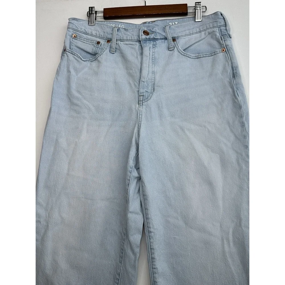 J. Crew Light Wash Slim Wide Leg High Waisted Ankle Jeans‎ Raw Hem Size 31 Tall